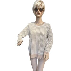 Anne Klein Light Knit Tan and Off White Sweater, NWOT, M